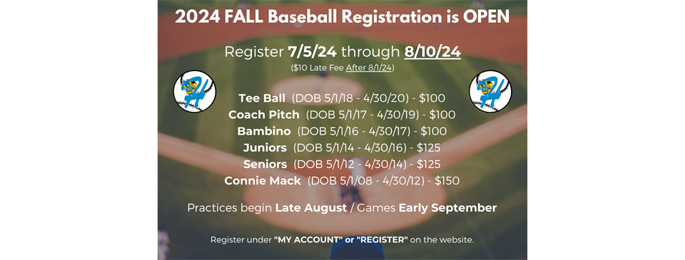 2024 Fall Baseball Registration
